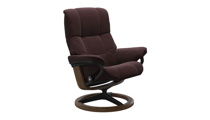 Stressless Mayfair Recliner with Signature Base in Begonia Burgundy Fabric